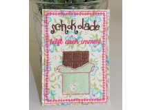 Stickdatei ITH - Postkarte Schokolade hilft immer